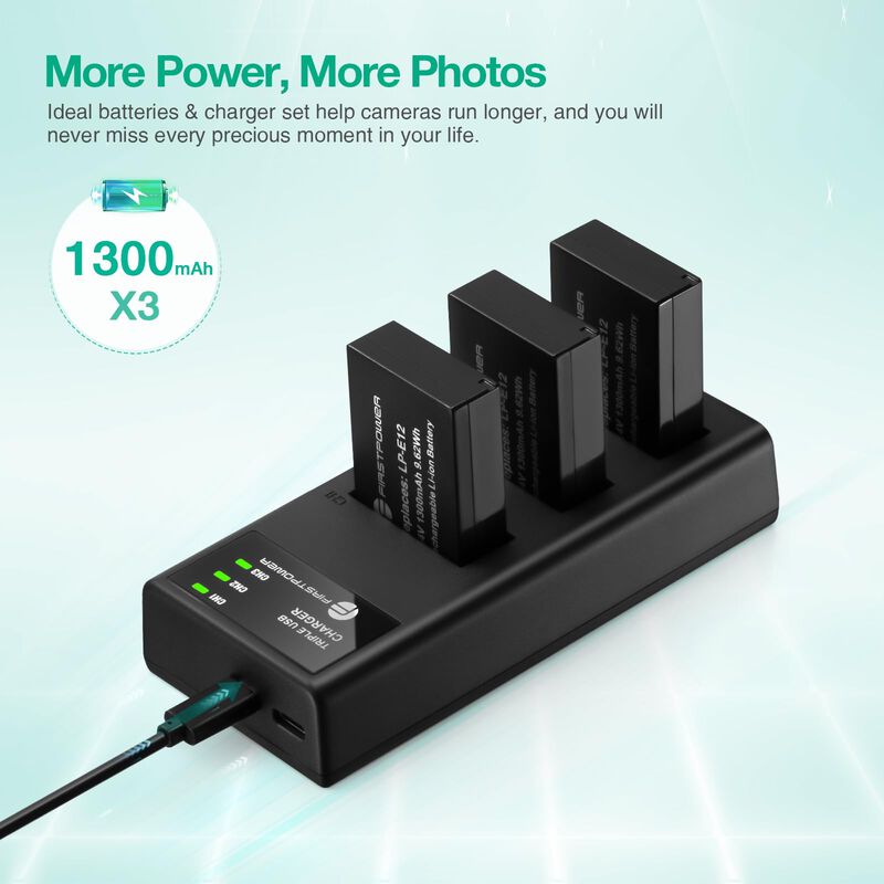 Bater&iacute;a Y Cargador Firstpower Lp-e12 Para Canon... image number null