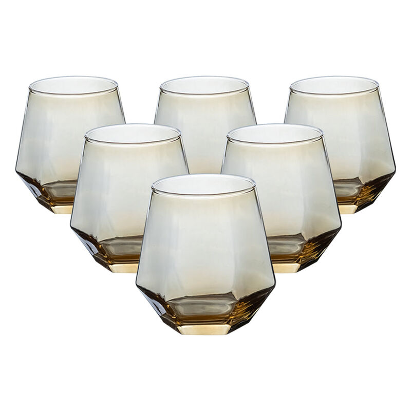 Set De 6 Vasos Hexagonales De Cristal &Aacute;mbar - 3... image number null