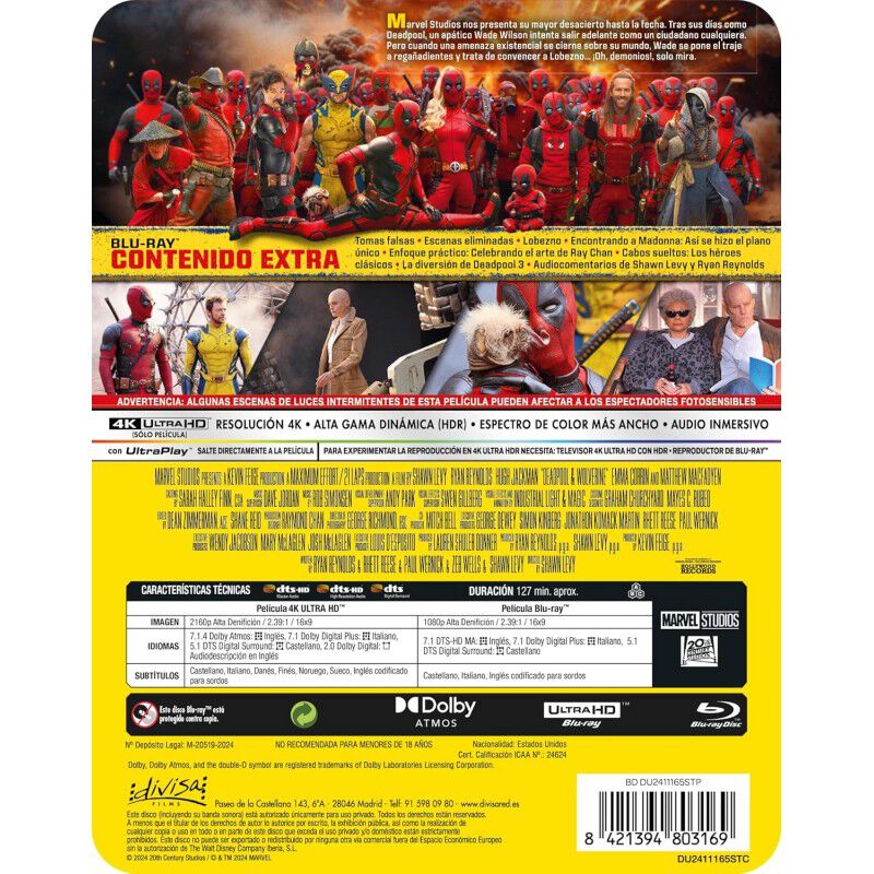 Deadpool y Lobezno, Steelbook 1 [4K UHD,Blu-ray... image number null