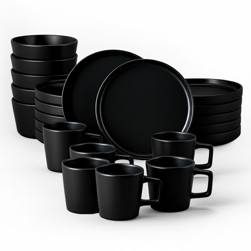 Vajilla SIGRID para 6 Personas - Cer&aacute;mica Negra... image number null