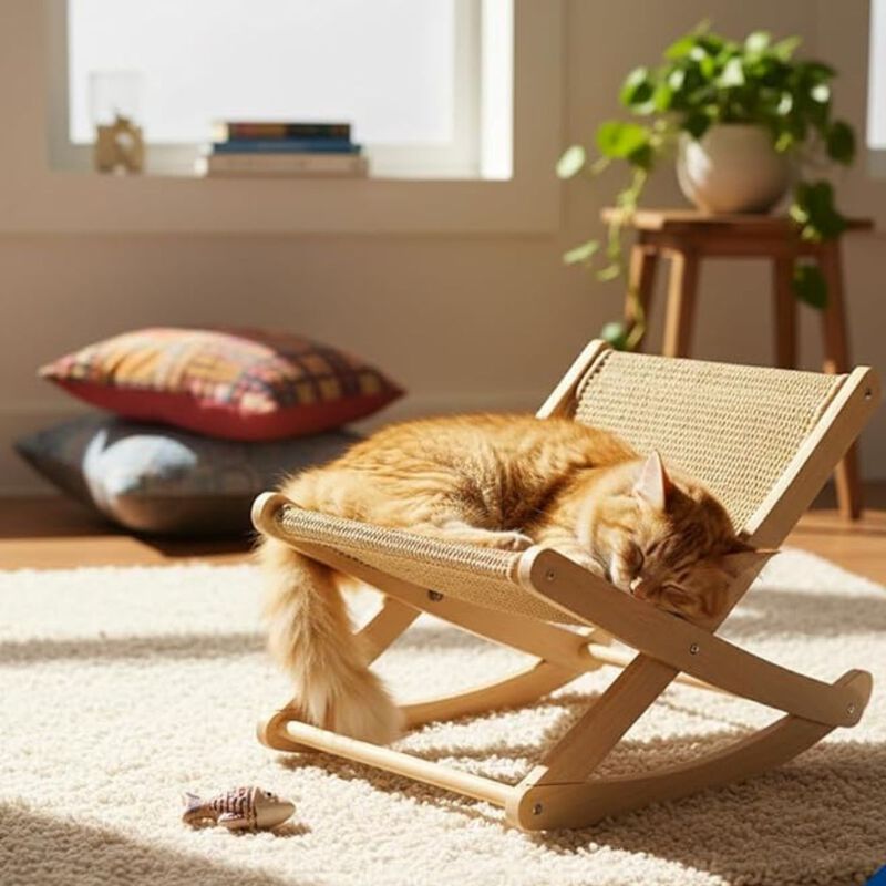 Bluelander Mecedora para Gato de Madera con Ras... image number null
