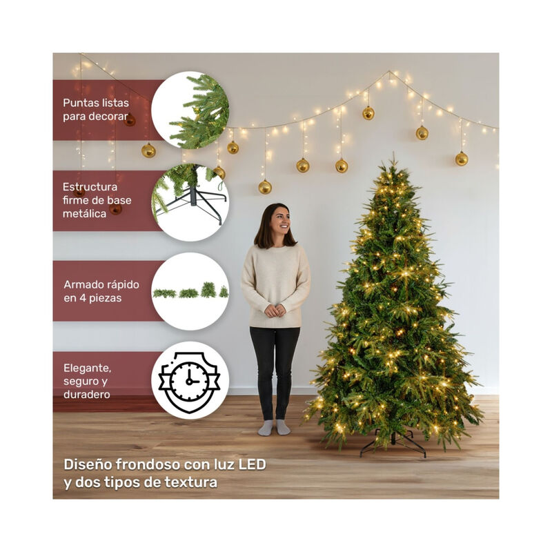 Arbol Navidad Luces Led 1.90m Pino Navide&ntilde;o Fro... image number null