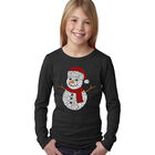 Camiseta De Manga Larga Word Art Para Ni&ntilde;a - Mu&ntilde;eco de Nieve Navide&ntilde;o - Negro