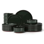 Set de Vajilla E-FAR 18 Piezas Loza Piedra Verde Negro