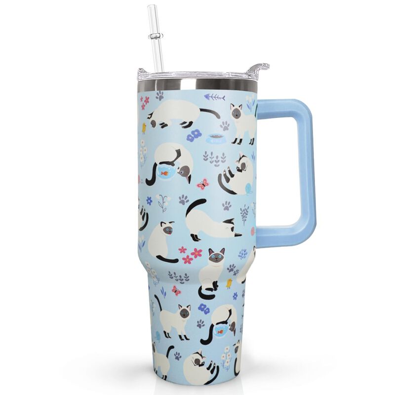 Taza De Viaje Ceovfoi 1200 ml Con Gato Siam&eacute;s Y... image number null