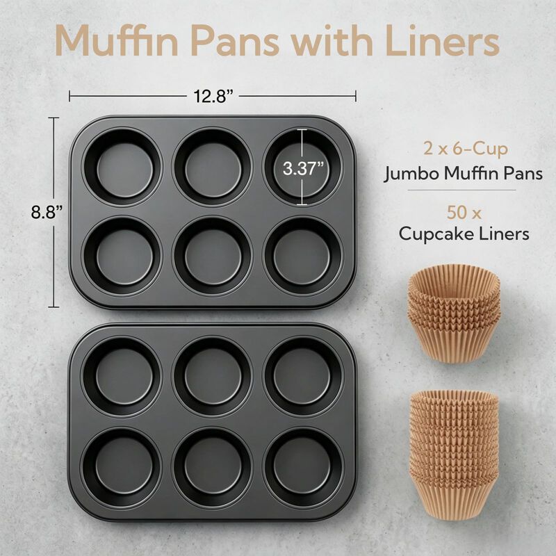 Molde para Muffins Artcochan, 2 unidades de 6 c... image number null