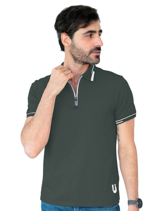 Playera Hombre Premium Cuello Con Cierre Verde ... image number null