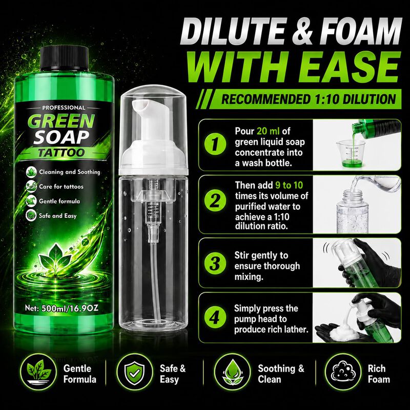 Jab&oacute;n Verde Para Tatuajes Mosconly 500 ml Conce... image number null