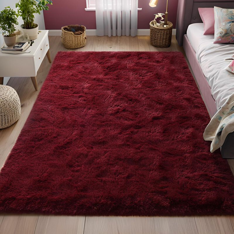 Alfombra Falark 183 &times; 274 cm Rojo Burdeos &ndash; Pel... image number null