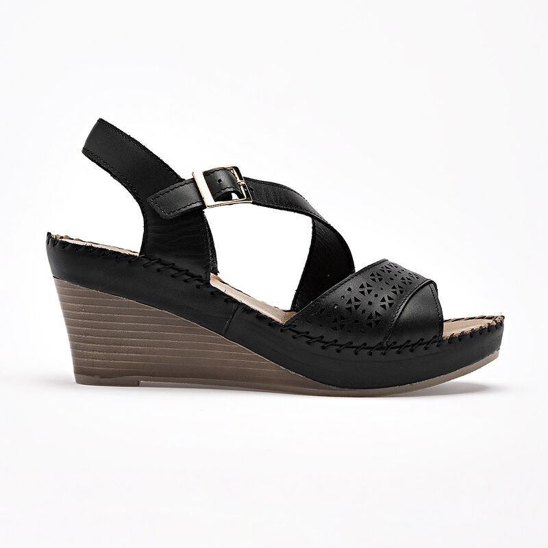 Lobo Solo sandalia cu&ntilde;a para mujer negro cod 14... image number null
