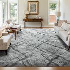 Alfombra Finrèc Home 140x183 Cm Rayas Negras Y Grises