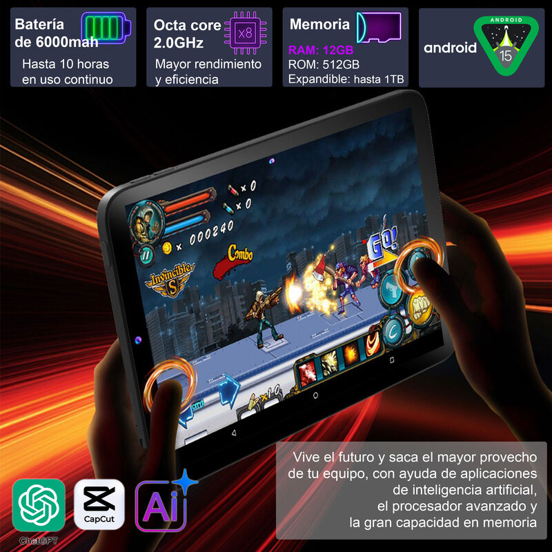 VAK TABLET 98X 10" OCTACORE 12+512 LAPIZ ANDROI... image number null