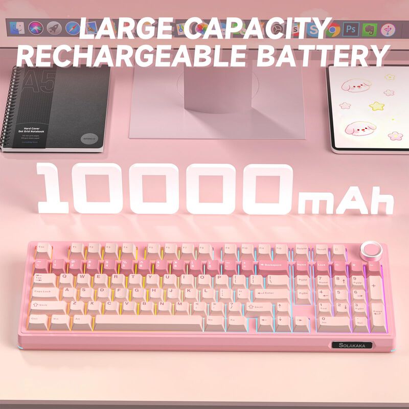 Teclado Solakaka Ki99 Pro 96% Inal&aacute;mbrico Rosa image number null