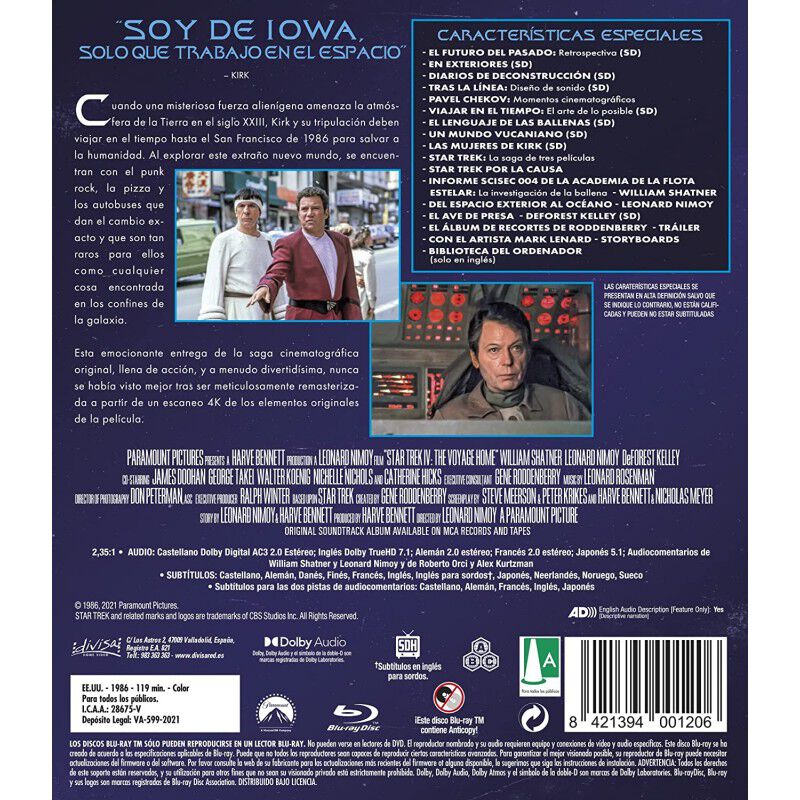 Star Trek IV - Misi&oacute;n salvar la tierra - BD [Bl... image number null