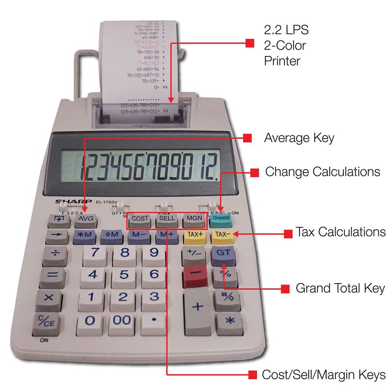 Calculadora De Impresi&oacute;n Sharp El-1750v 2.2 Lps... image number null