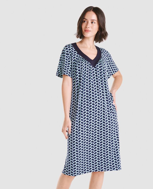 Vestido Corto Cuello Pico Marino image number null