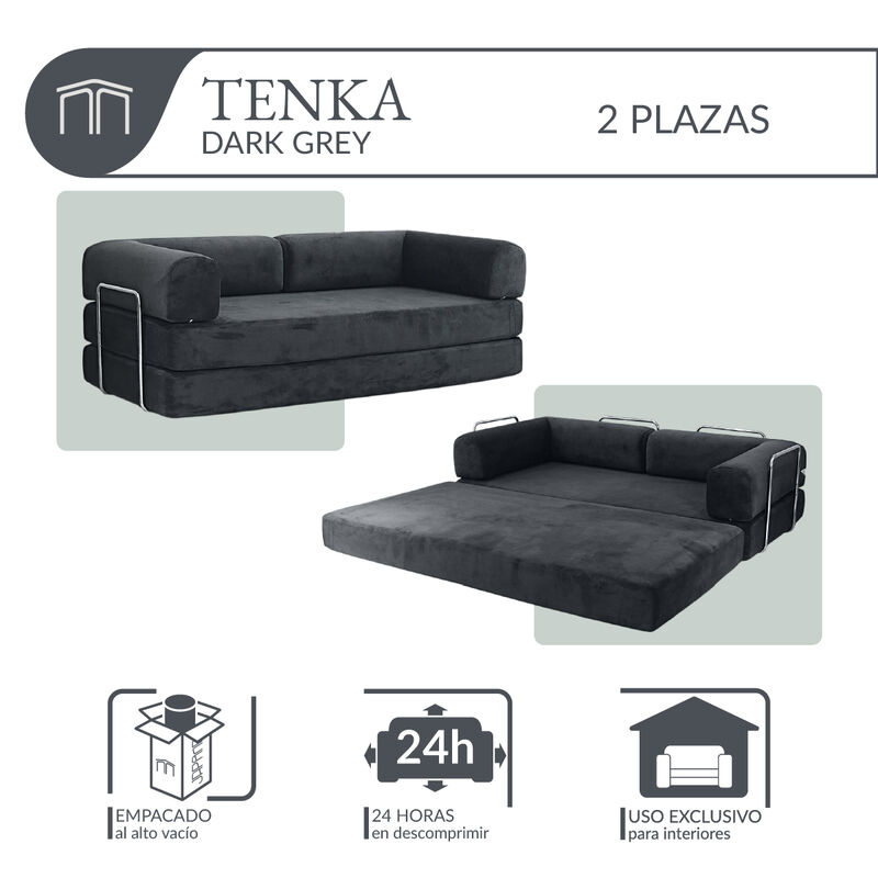 Sof&aacute; Espuma Alta densidad TENKA Dark Grey 2 pla... image number null