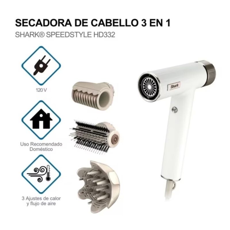 Secadora Shark Hd332 Speedstyle 1700w 4 Pz Blan... image number null