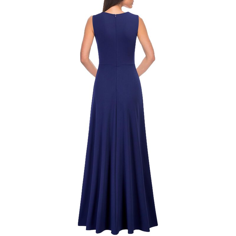 Vestido Mushare Cuello En V Largo Azul Marino V... image number null