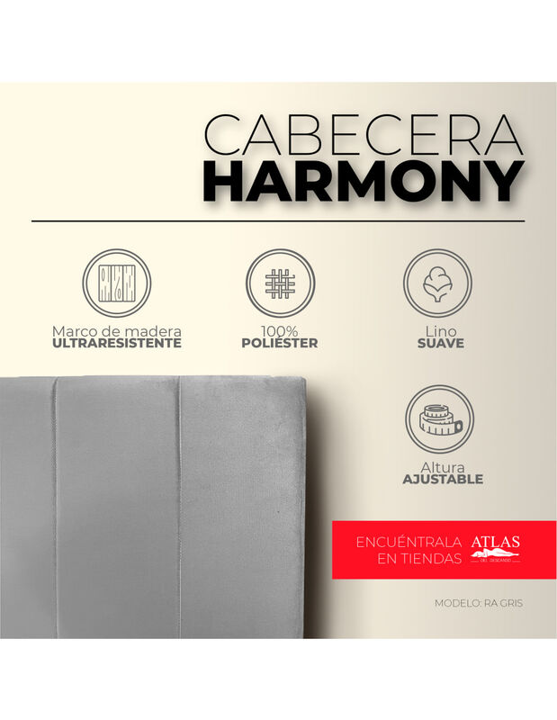 Cabecera Matrimonial Harmony con Rayas y 3 Ajus... image number null