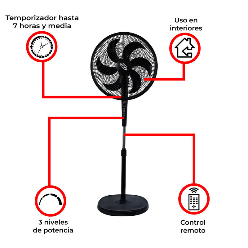 Ventilador de pedestal 18", digital, con contro... image number null