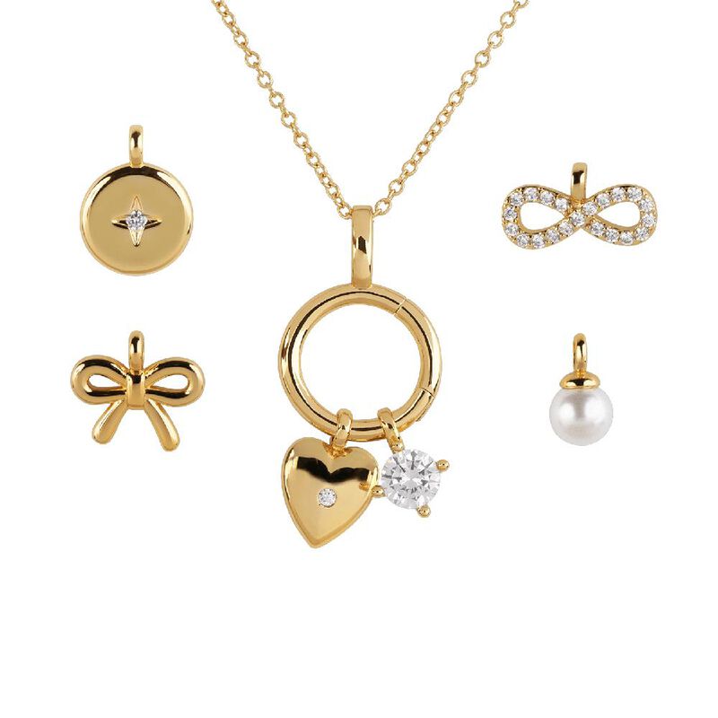 Set Collar Luckyly Alea Ba&ntilde;o De Oro 14k Perla Y... image number null