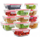 Set Bradtrendy de 12 Recipientes de Vidrio Herméticos con Tapa de Liga Roja