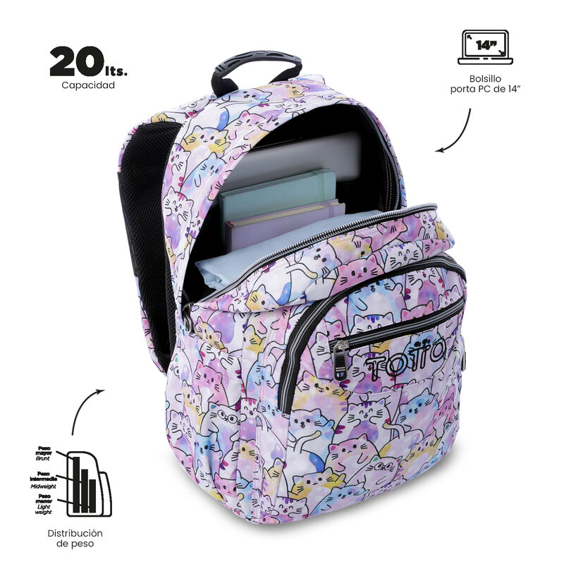 Mochila Escolar Grande Totto Acuarela Para Ni&ntilde;a... image number null