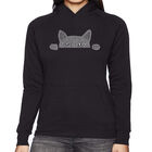 Sudadera Con Capucha Word Art Para Mujer - Gato Asom&aacute;ndose - Negro