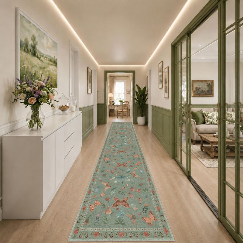 Alfombra Corredora Rugxara 2x3 m Verde Floral L... image number null