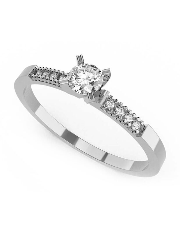 Anillo de Compromiso en Oro Blanco 14K con Circ... image number null