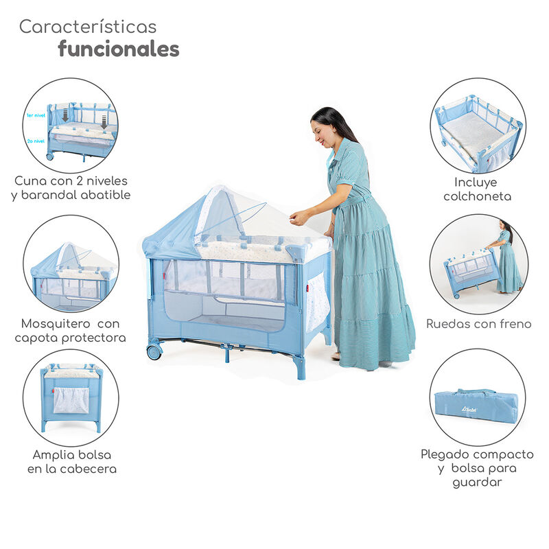 Cuna Colecho D’Bebé con 2 Niveles Mosquitero Ac... image number null