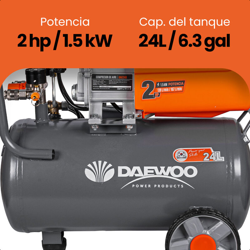 Daewoo Compresor de Aire 24 Litros 2 HP 8 Bar/1... image number null