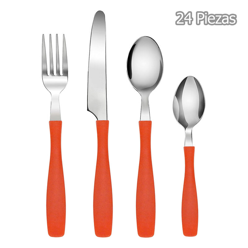 Juego de Cubiertos Indiana Naranja 24 Piezas image number null