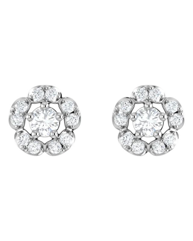 Broqueles De Oro Blanco 14k Con 16pts De Diaman... image number null