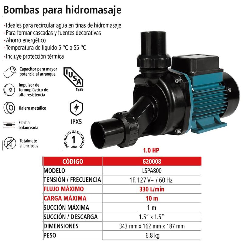 Bomba para Hidromasaje, IUSA 1 HP image number null
