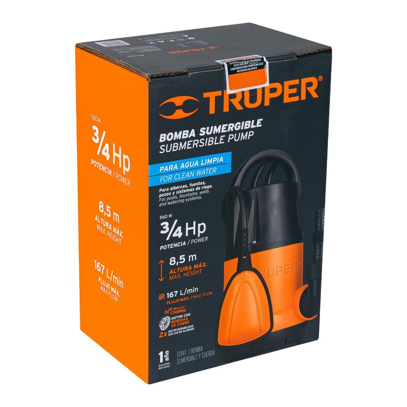 Bomba Sumergible Pl&aacute;stica para Agua Limpia 3/4 ... image number null