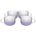 Set 4 Tazas Cristal Morado Ondulada Ideen 410 Ml