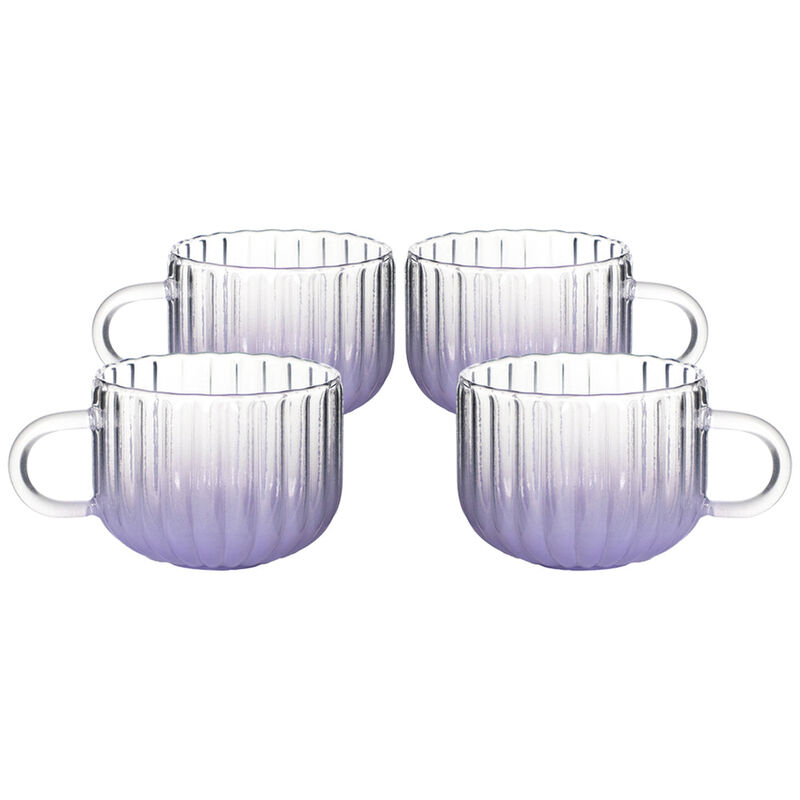 Set 4 Tazas Cristal Morado Ondulada Ideen 410 M... image number null