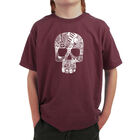 Camiseta Word Art para Ni&ntilde;o - Calavera Rock & Roll - Granate