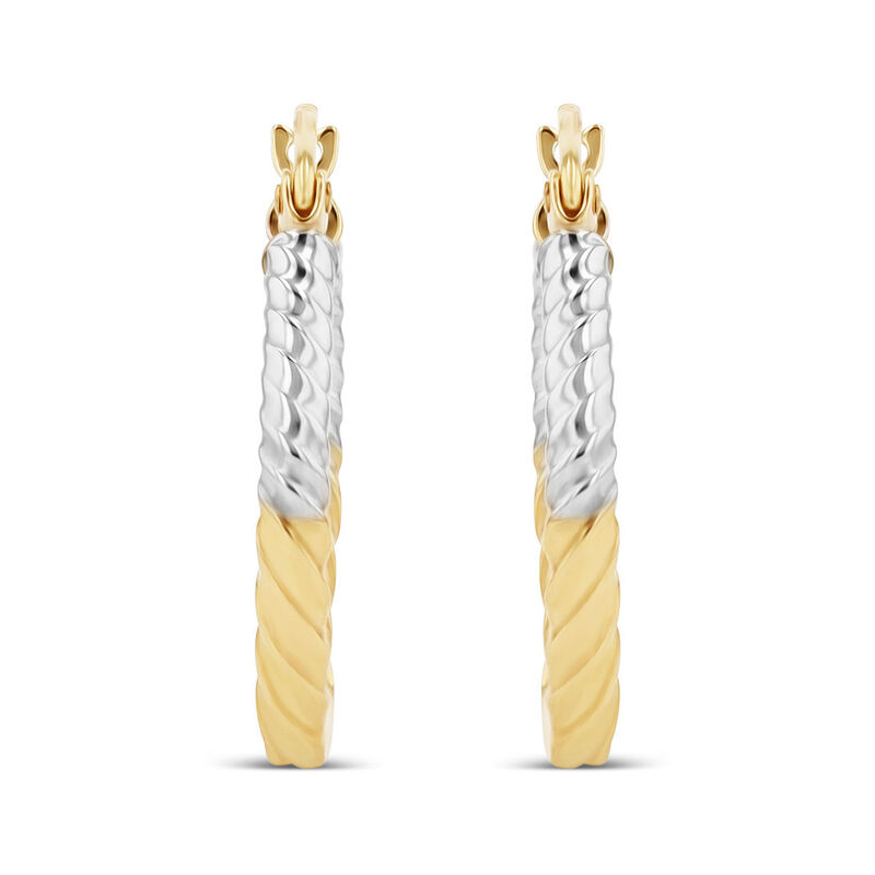 Arracadas De Oro Amarillo Y Blanco 10K (15 Mm A... image number null