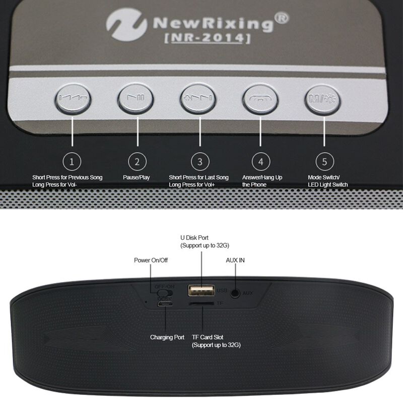 Bocina Bluetooth Portátil con Luces Negro image number null