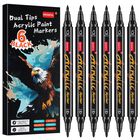 Marcadores De Pintura Droaful 6 Pzas Negro De Punta Dual Impermeable