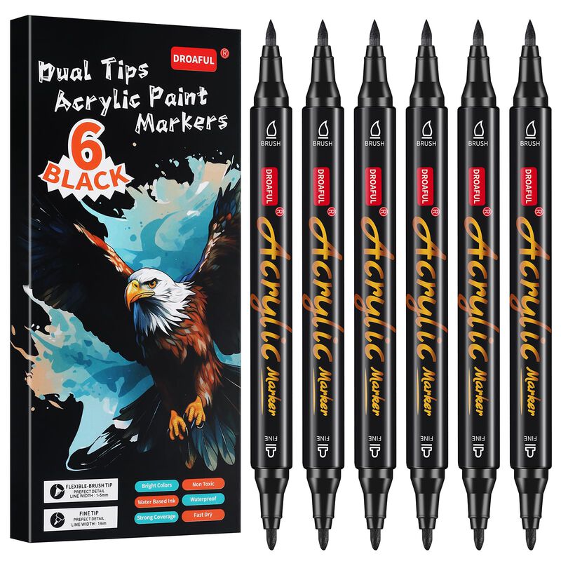 Marcadores De Pintura Droaful 6 Pzas Negro De P... image number null
