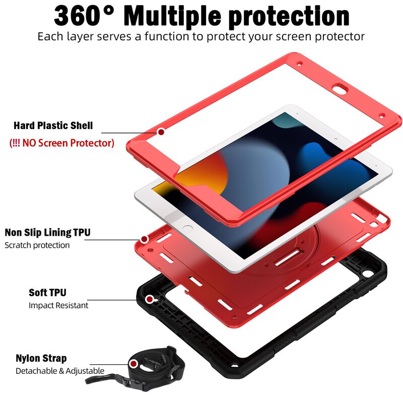 Funda Bmouo Para Ipad 10.2" Negro/rojo Con Sopo... image number null