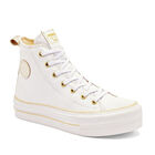 Moramora Tenis urbano para mujer blanco dorado