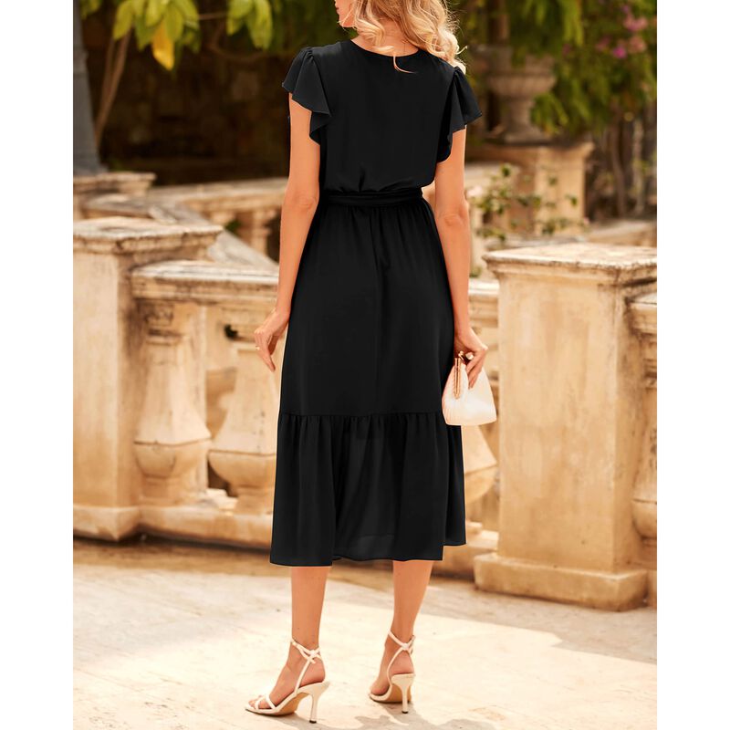 Vestido Midi BTFBM con Escote V, Mangas Capucha... image number null