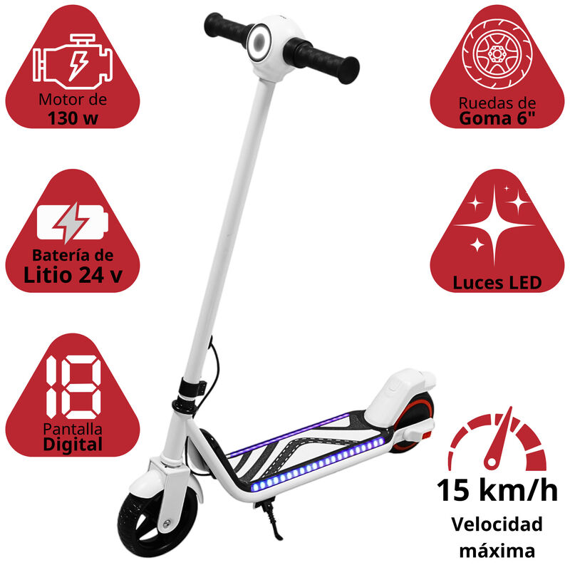 Scooter El&eacute;ctrico Para Ni&ntilde;os Con Luces Led Bate... image number null