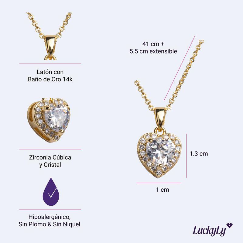 Collar Coraz&oacute;n Cristal Mujer Joyer&iacute;a Fantas&iacute;a F... image number null