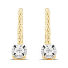 Aretes De Oro Amarillo 14k Con Platinado Con 9pts De Diamante